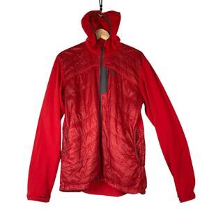 Outdoor Research Deviator Hoody Jacket Mens L Red Quilted Panels Polartec Wind